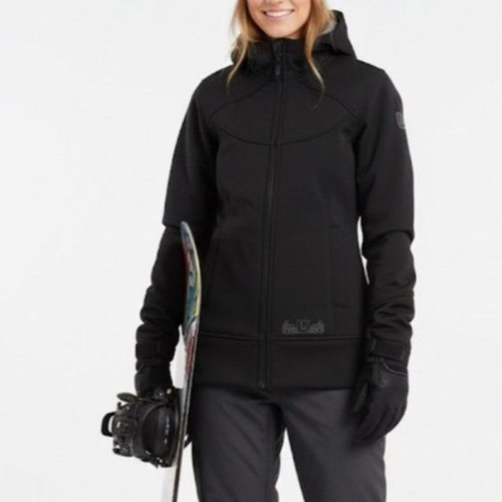 Burton Women's Black Scuba-Style Soft Shell Full Zip Hooded Snowboard Jacket XS